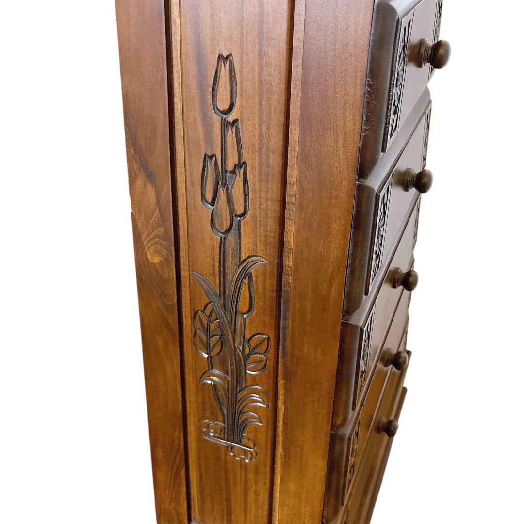 アンティーク風 6段チェスト 木製 レトロ家具 収納タンス おしゃれインテリア