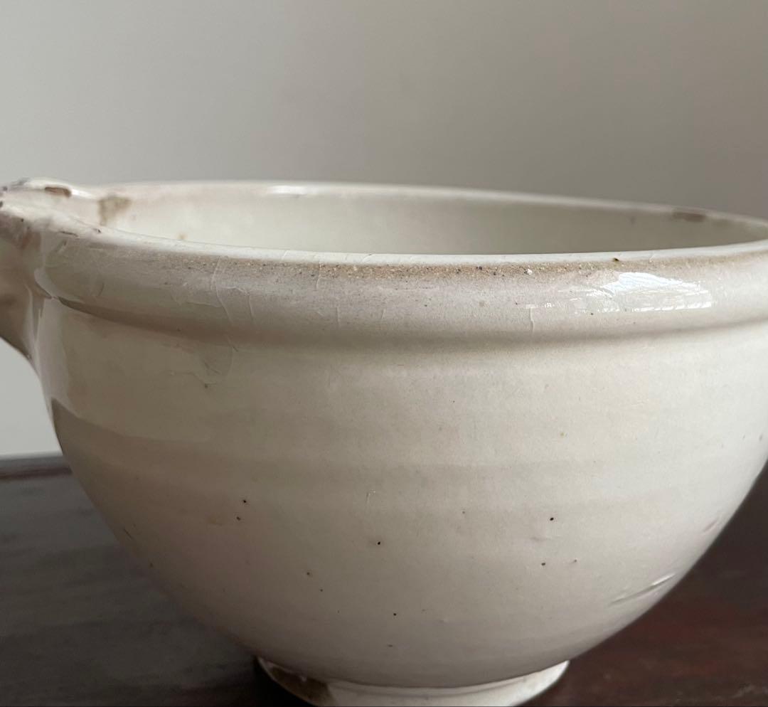 時代　平清水 白釉片口　鉢　陶器　酒器　民藝　骨董　花器　アンティーク