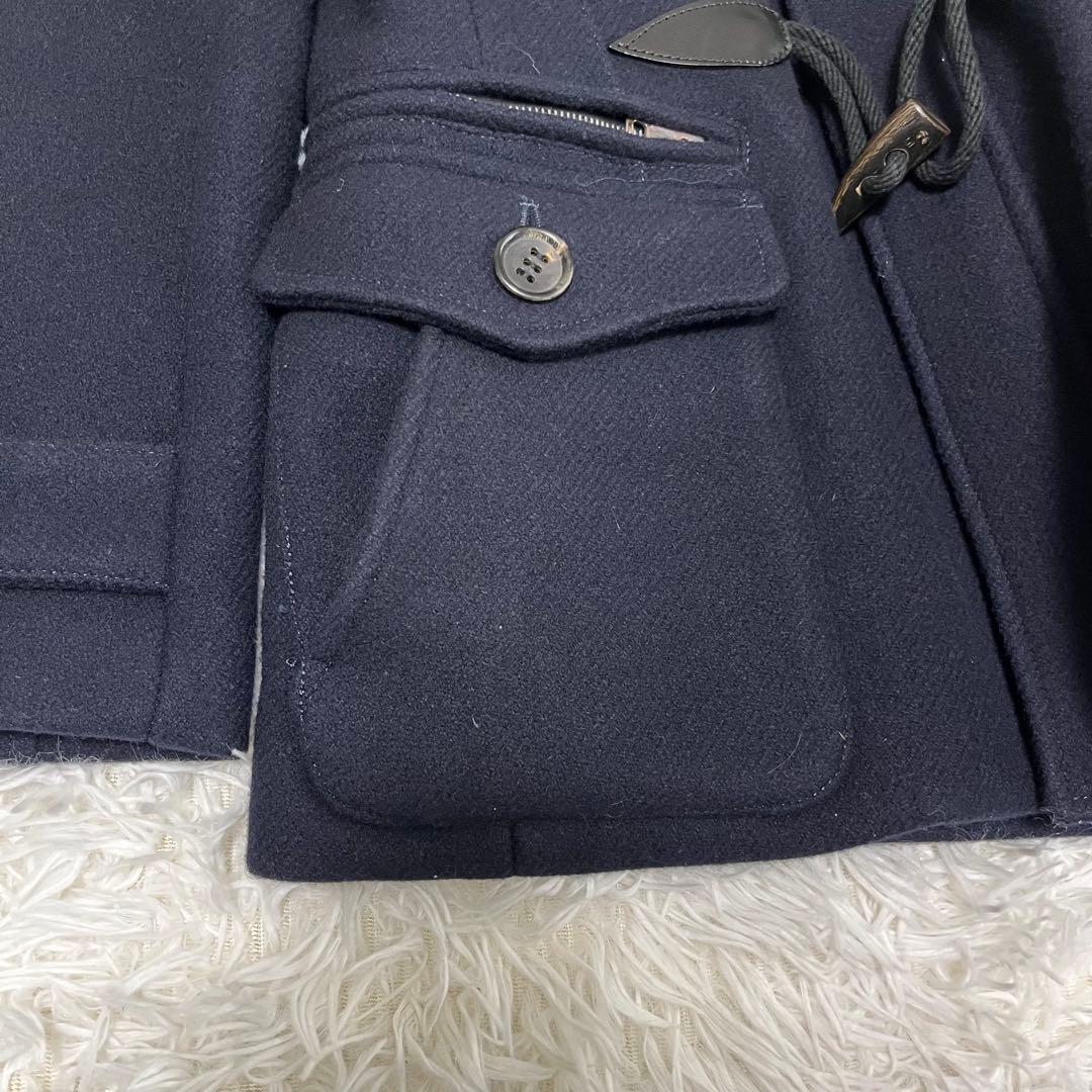 未使用タグ付き！ AKM ダブルメルトン ダッフルコート　フード付き　ネイビー