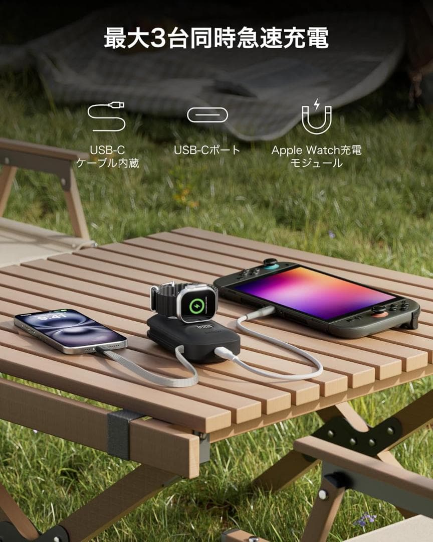 BoostCharge モバイルバッテリー10000mAh 45W ケーブル内蔵