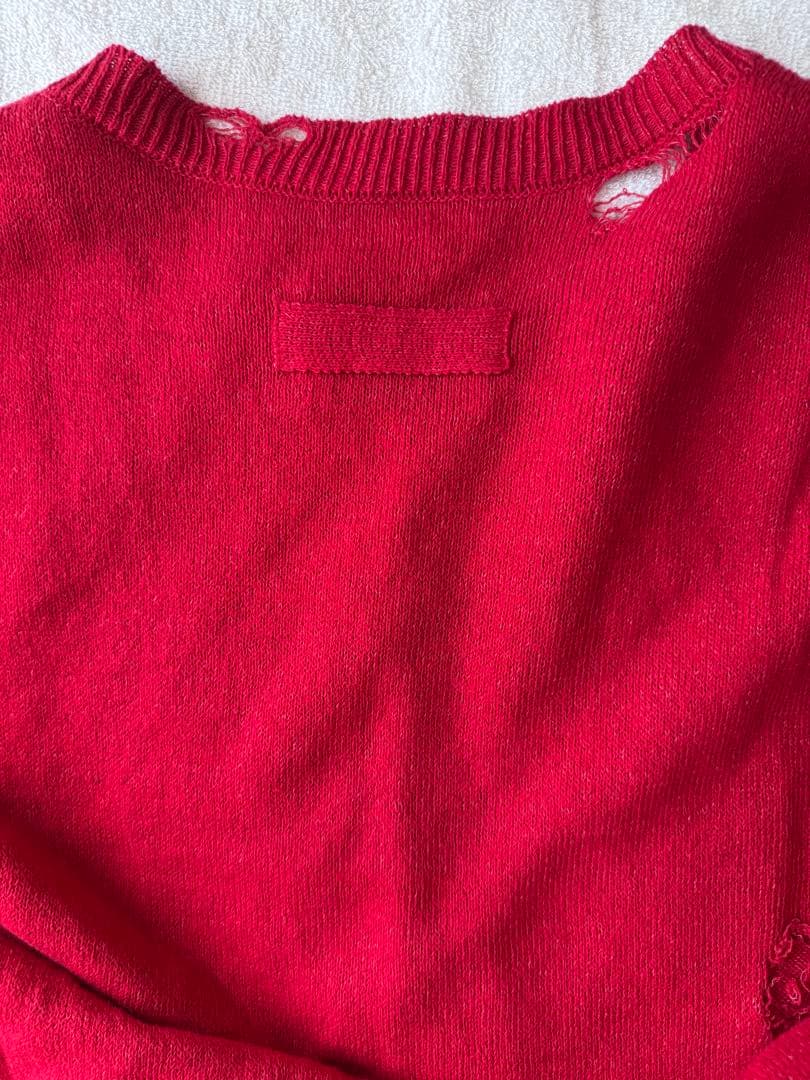 トップス stein 21ss Oversized Damaged Knit LS red
