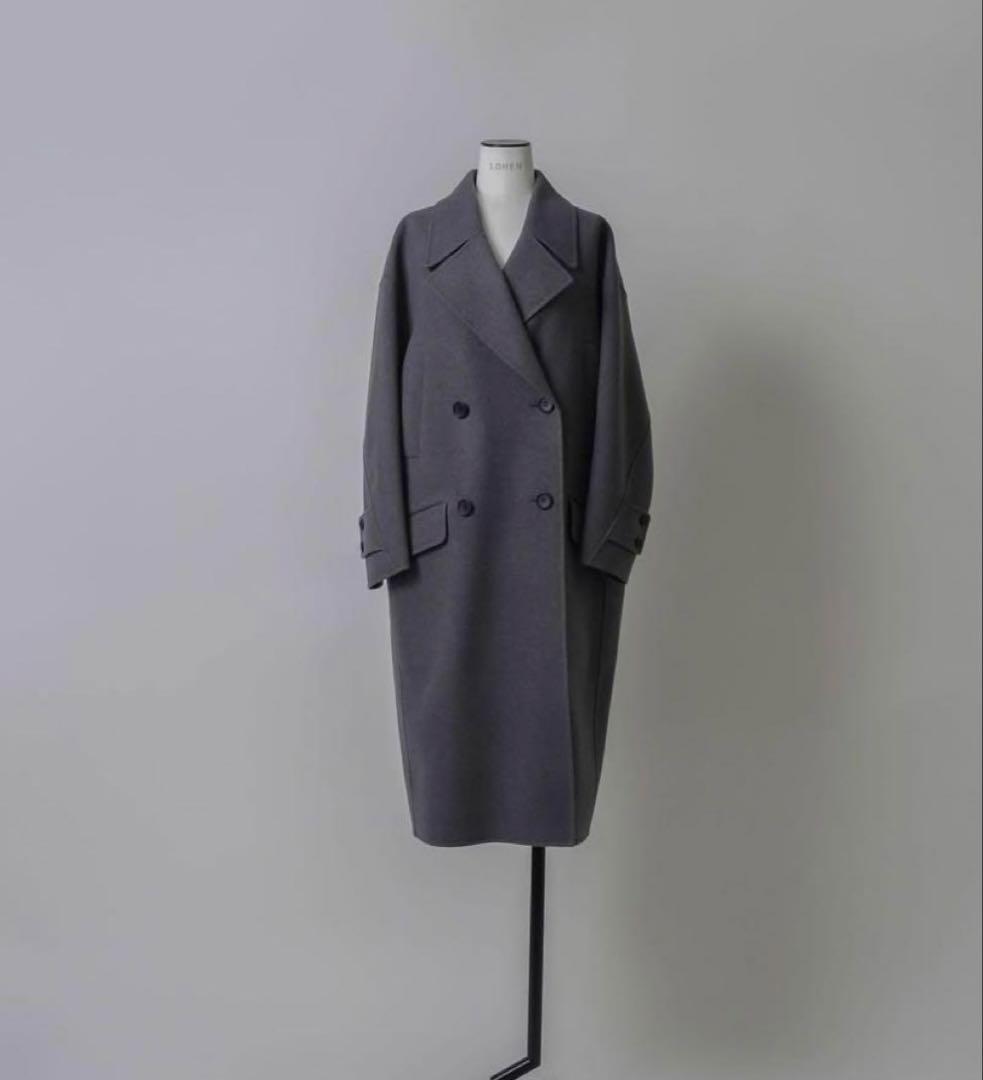美品　LOHEN ハードメルトンリバーピーコート　クリーニング済み　M.GREY