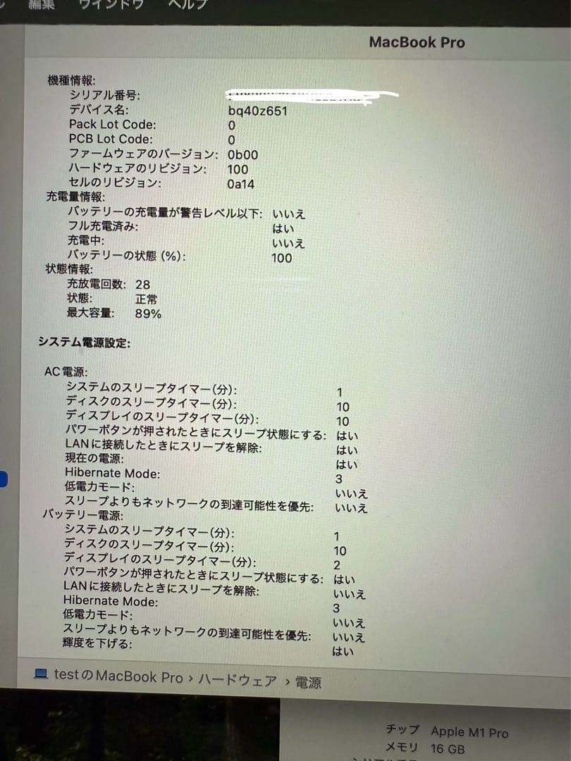 MacBook本体 Apple MacBook Pro (2021) 16GB M1 Pro