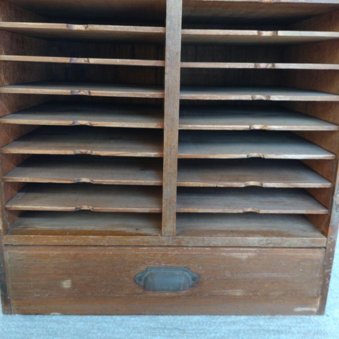 木製ラック 12段 引き出し付き カルテ棚　収納　アンティーク　ビンテージ