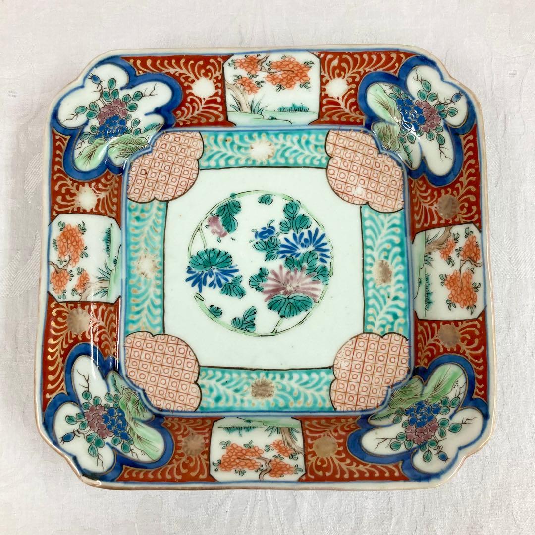 希少 伊万里 染綿角皿 太明成化年製 大皿 骨董品 時代物