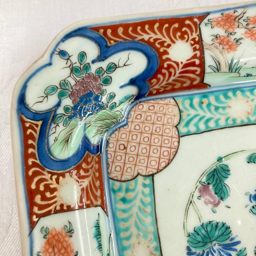 希少 伊万里 染綿角皿 太明成化年製 大皿 骨董品 時代物
