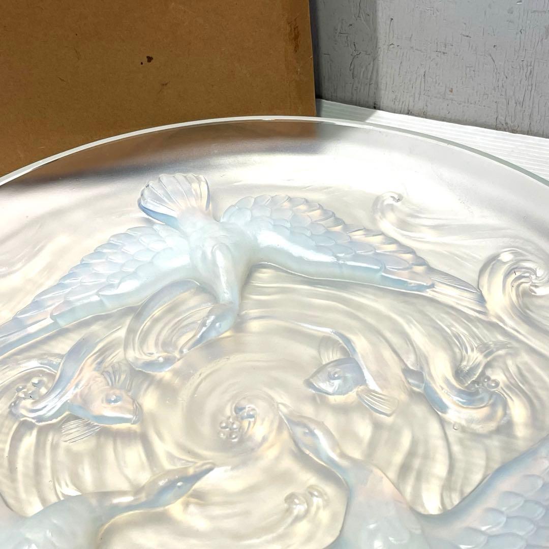 希少 オパールセントガラス エトラン（ETLING）大皿 鳥 魚 インテリア