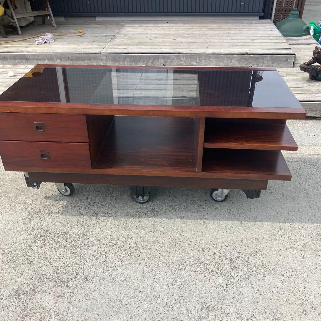 カリモク 引き出し付き 大型 木製センターテーブル ローテーブル ガラステーブル