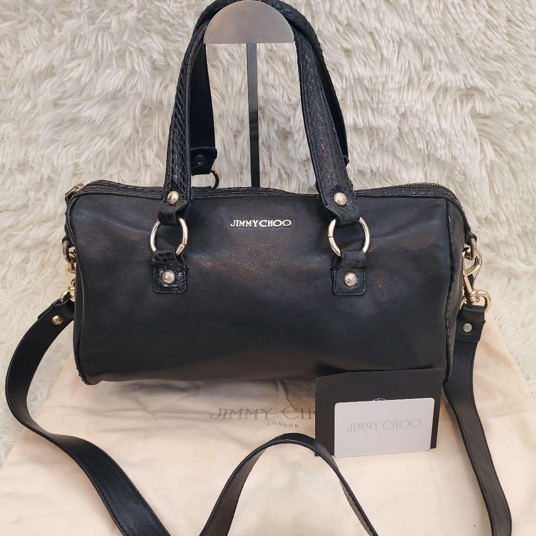 ⭐美品⭐JIMMY CHOO ミニドラムバッグ 2way ショルダーバッグ 蛇