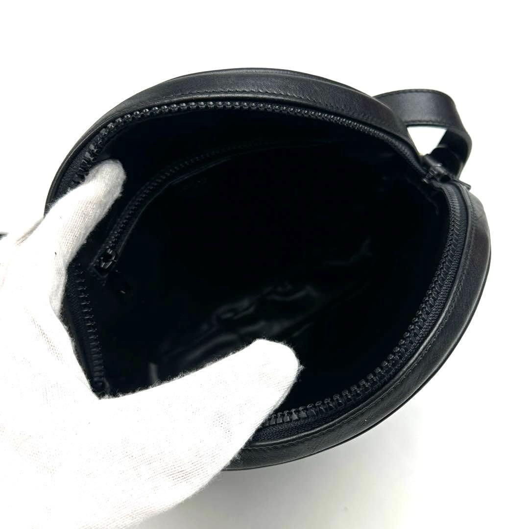 【美品】セリーヌ　ショルダーバッグ　トリオンフ　ゴールド金具　丸型　レザー　黒色