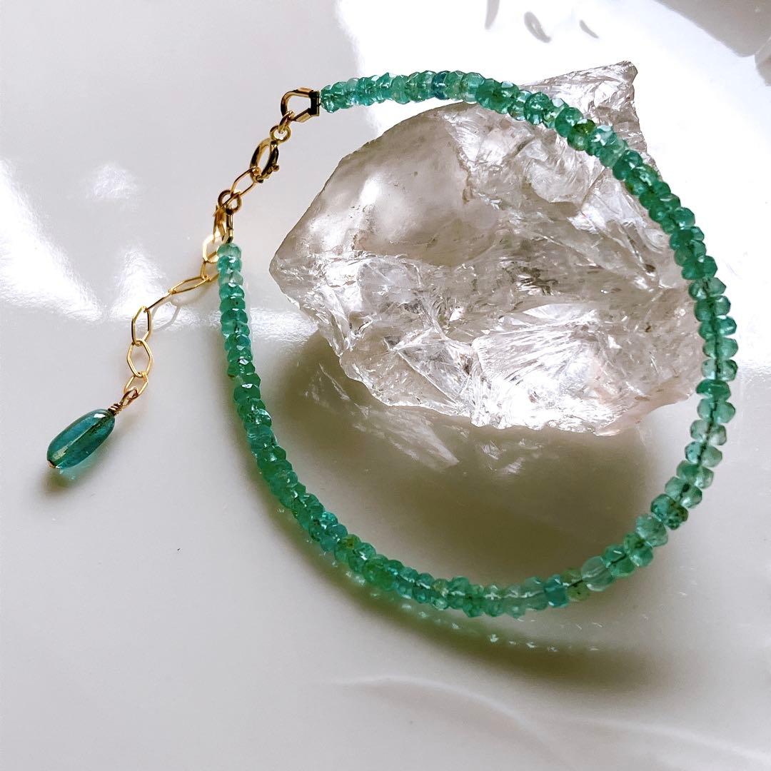 希少✧高品質✧ザンビア産エメラルドブレスレット✧14kgf