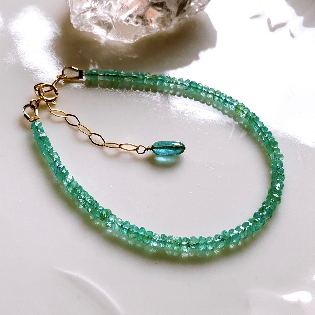 希少✧高品質✧ザンビア産エメラルドブレスレット✧14kgf