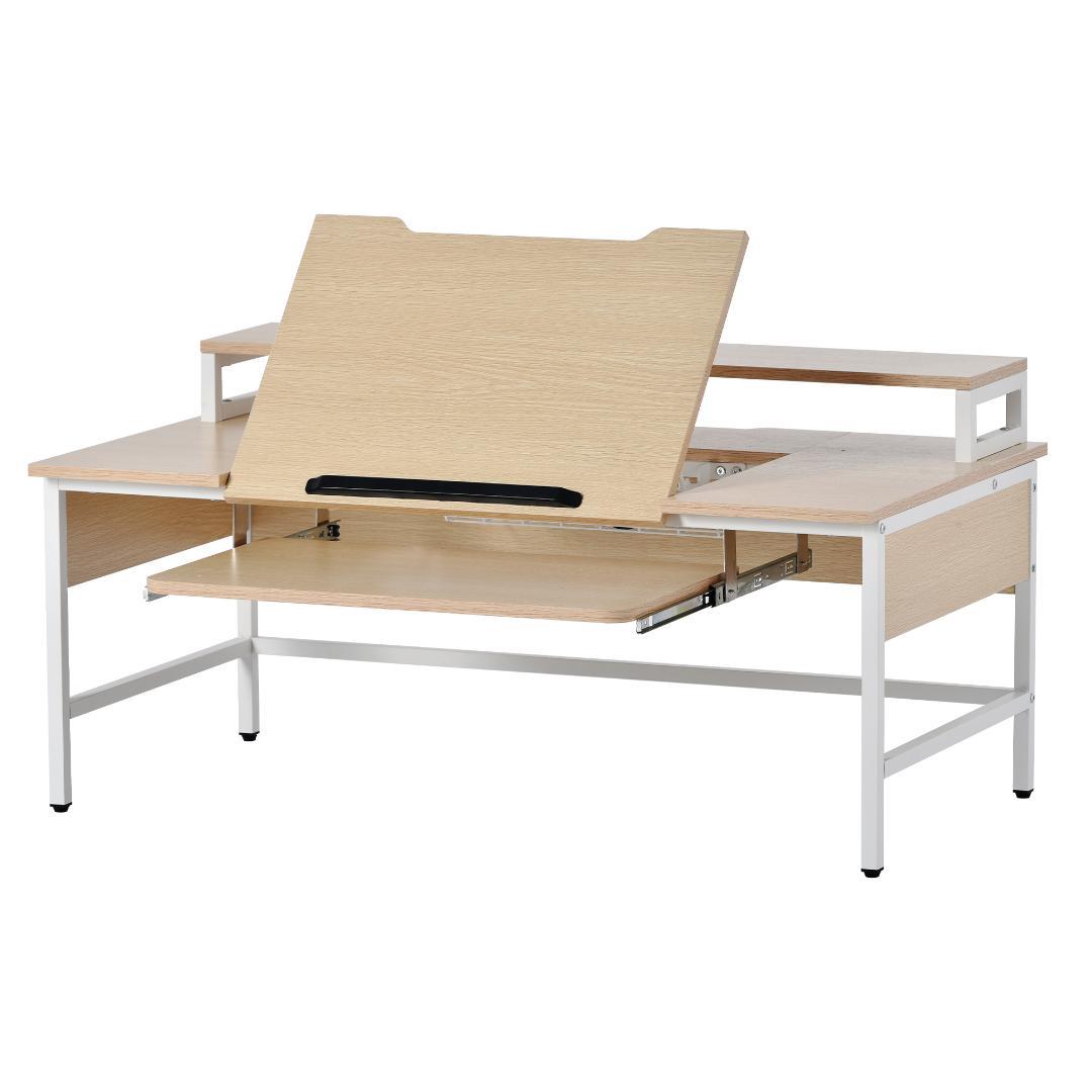 パソコンデスク ハイタイプとロータイプに切り替え可能 【ナチュラル】