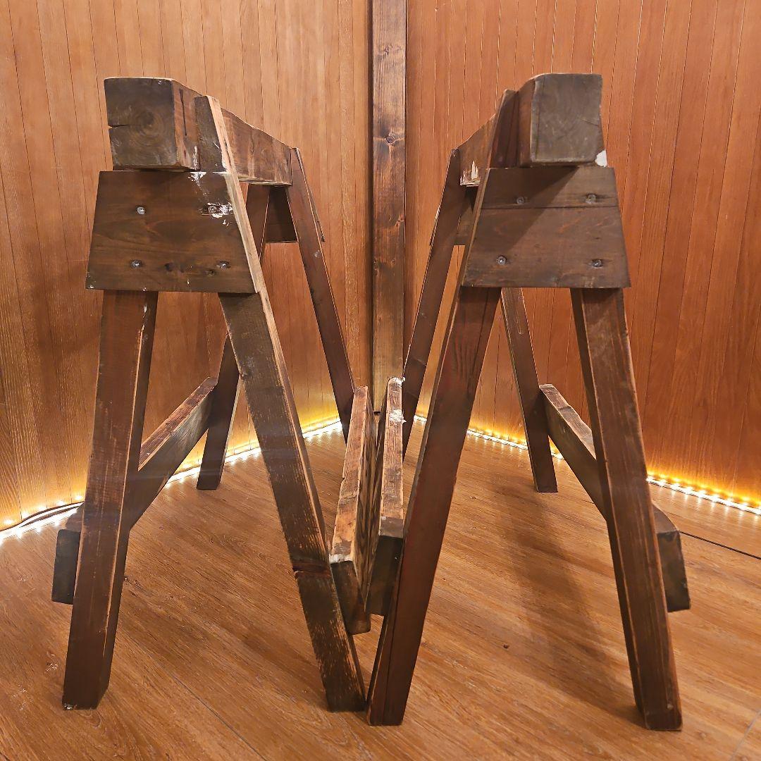 木製ソーホース　A型スタンド　テーブル脚　ヴィンテージ調ハンドメイド　２セット