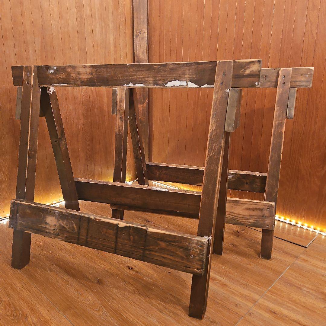 木製ソーホース　A型スタンド　テーブル脚　ヴィンテージ調ハンドメイド　２セット