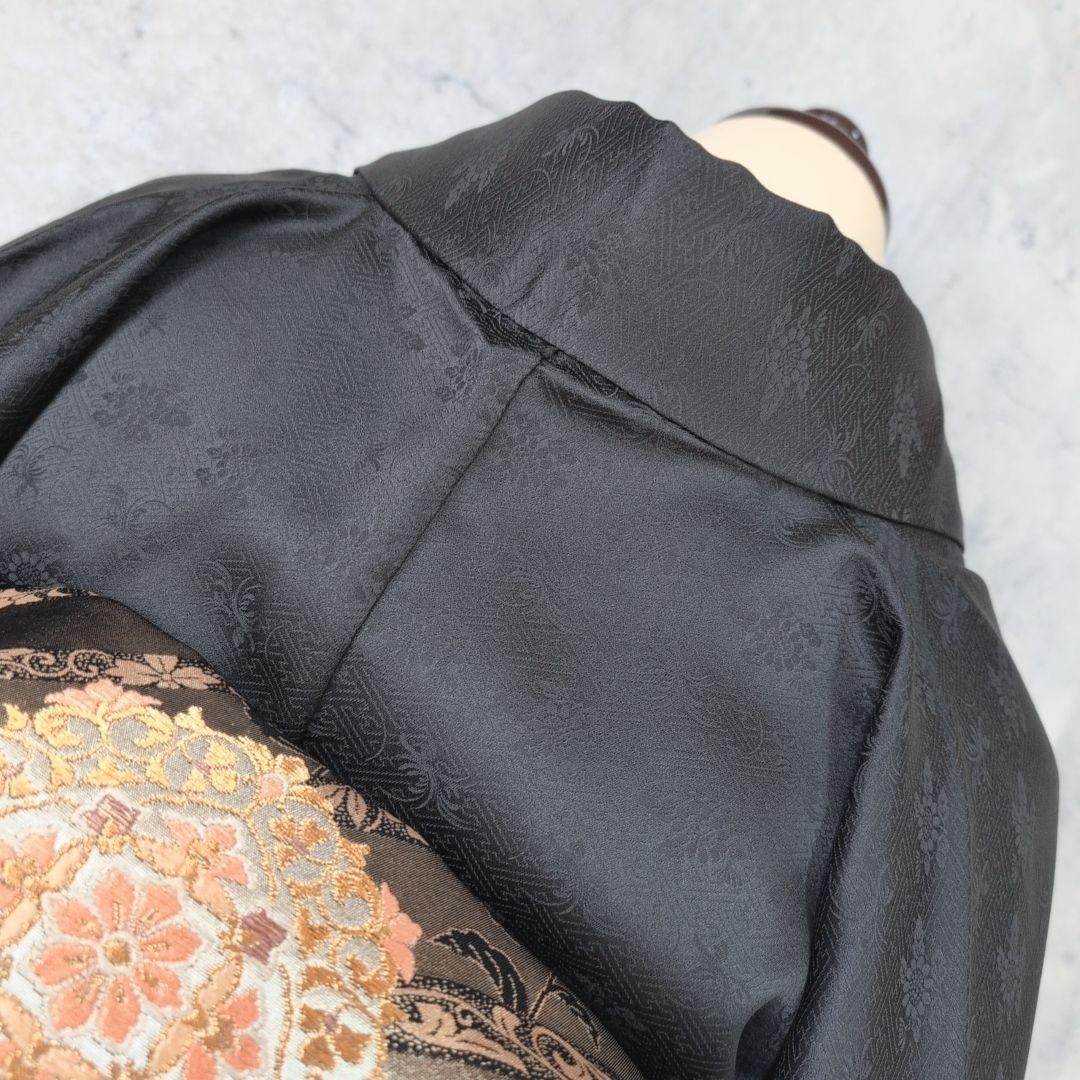 訪問着　フルセット　着物　正絹　黒　トールサイズ　花　金彩加工　B1