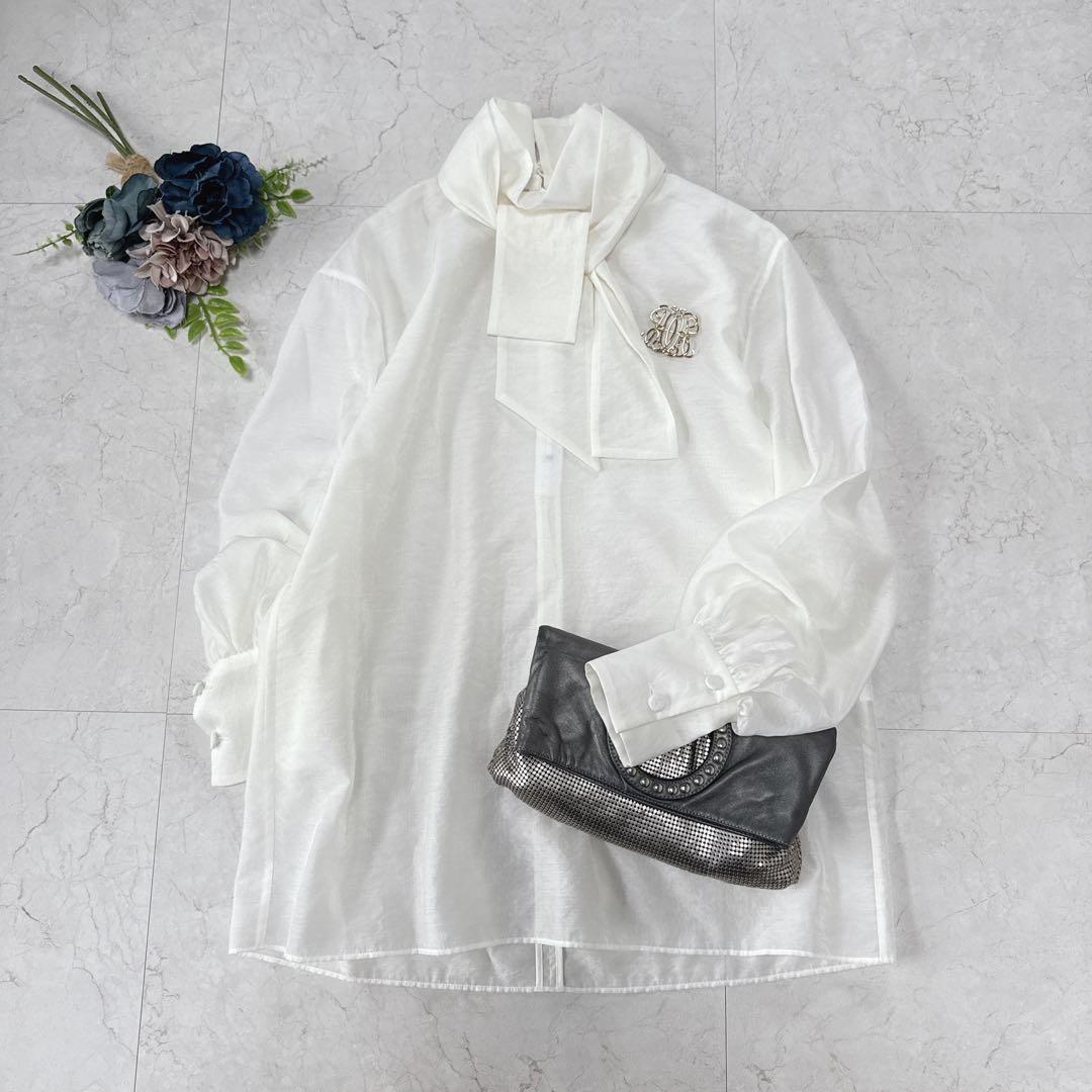 極美品⭐︎ESTNATION 3.3万　ボウタイ ブラウス　ホワイト　セレモニー