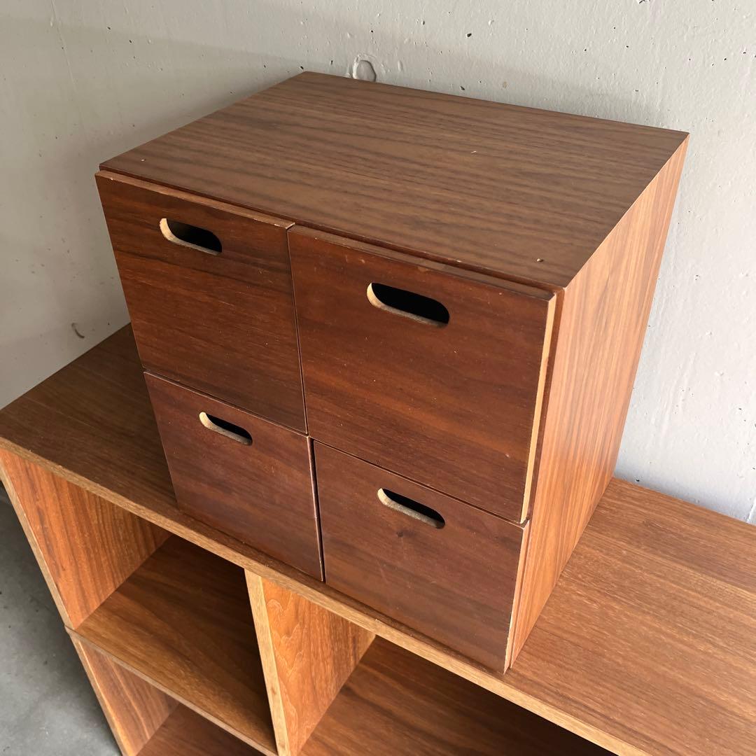 peru★無印スタッキングシェルフ３段×２列・ウォールナット材・チェスト付