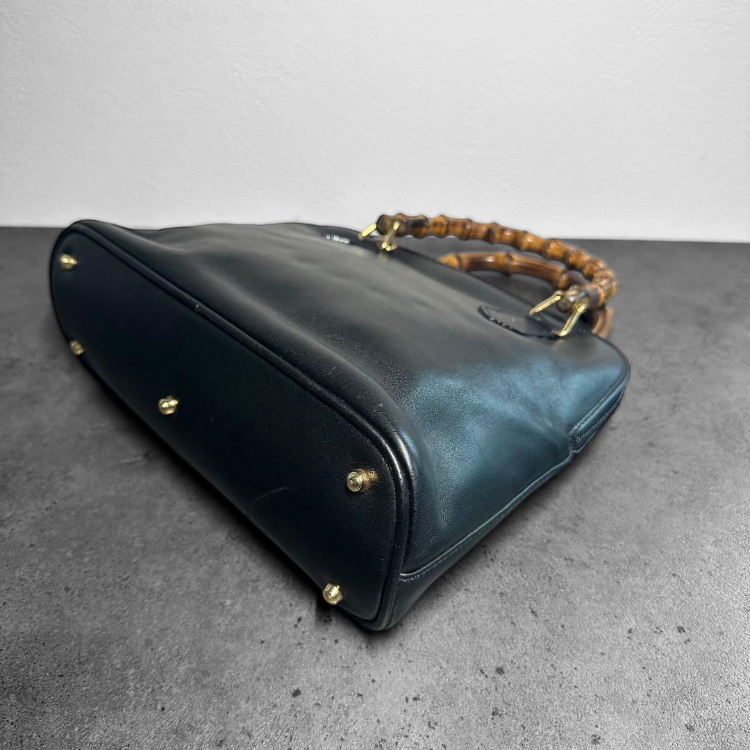 バッグ GUCCI Bamboo Leather Handbag BLACK