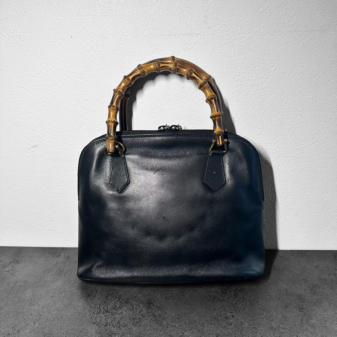 バッグ GUCCI Bamboo Leather Handbag BLACK