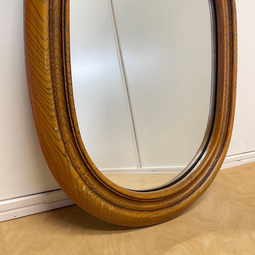 ビンテージ ウォールミラー 木枠ミラー 鏡 壁掛け アンティーク レトロ 楕円