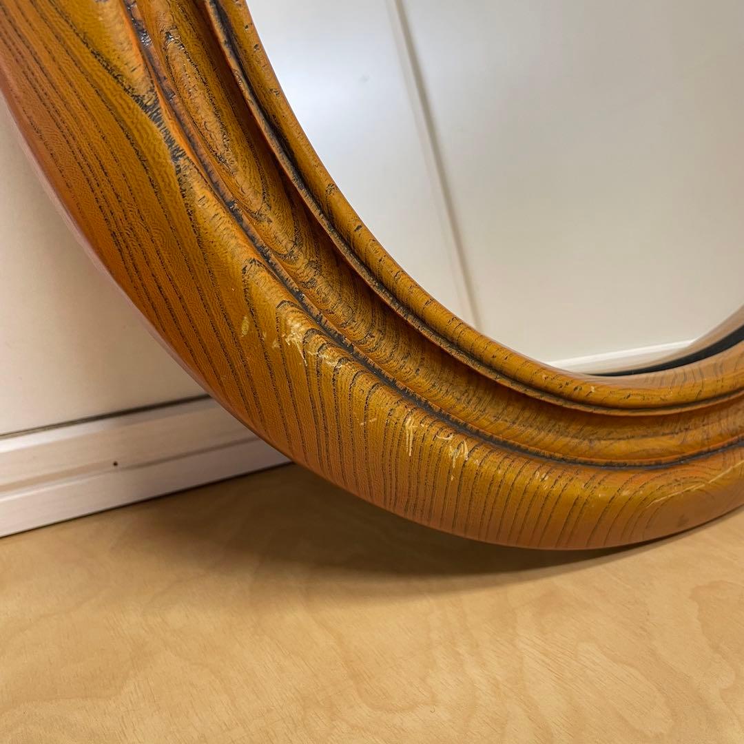 ビンテージ ウォールミラー 木枠ミラー 鏡 壁掛け アンティーク レトロ 楕円