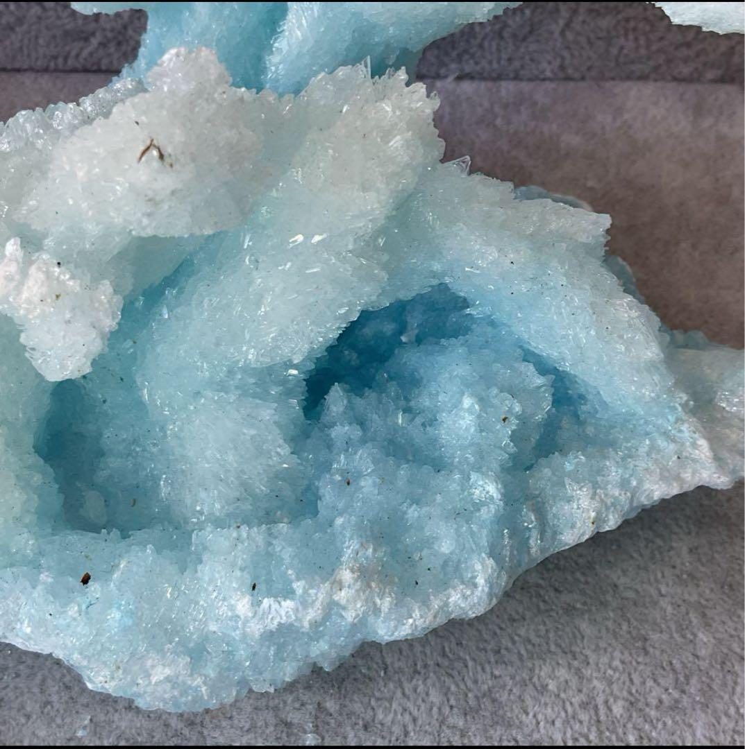 T991-2アクアマリン水晶結晶　原石ジオードクラスター　天然石