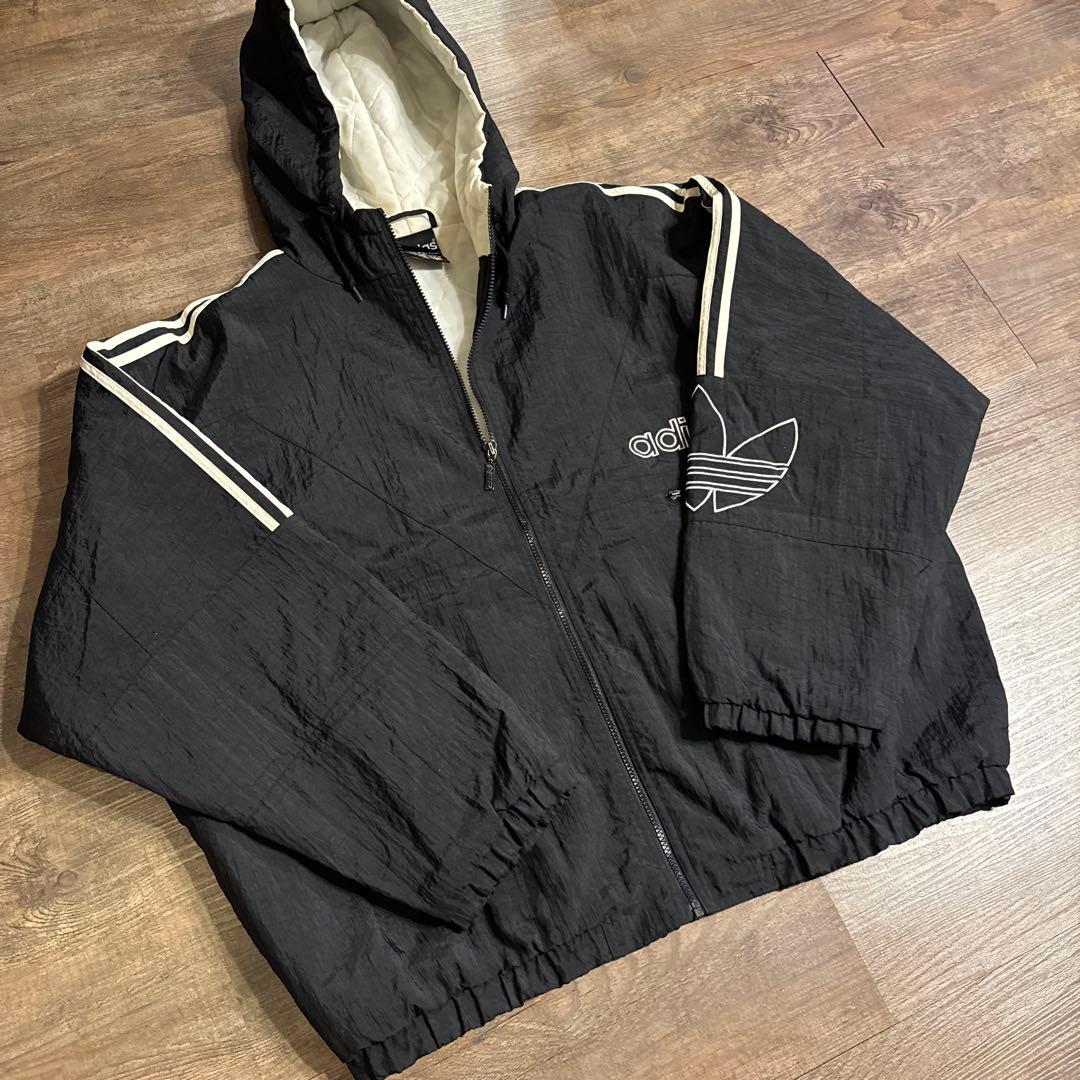 90s adidas トレフォイル ジップパーカー ナイロン ジャケット 短丈