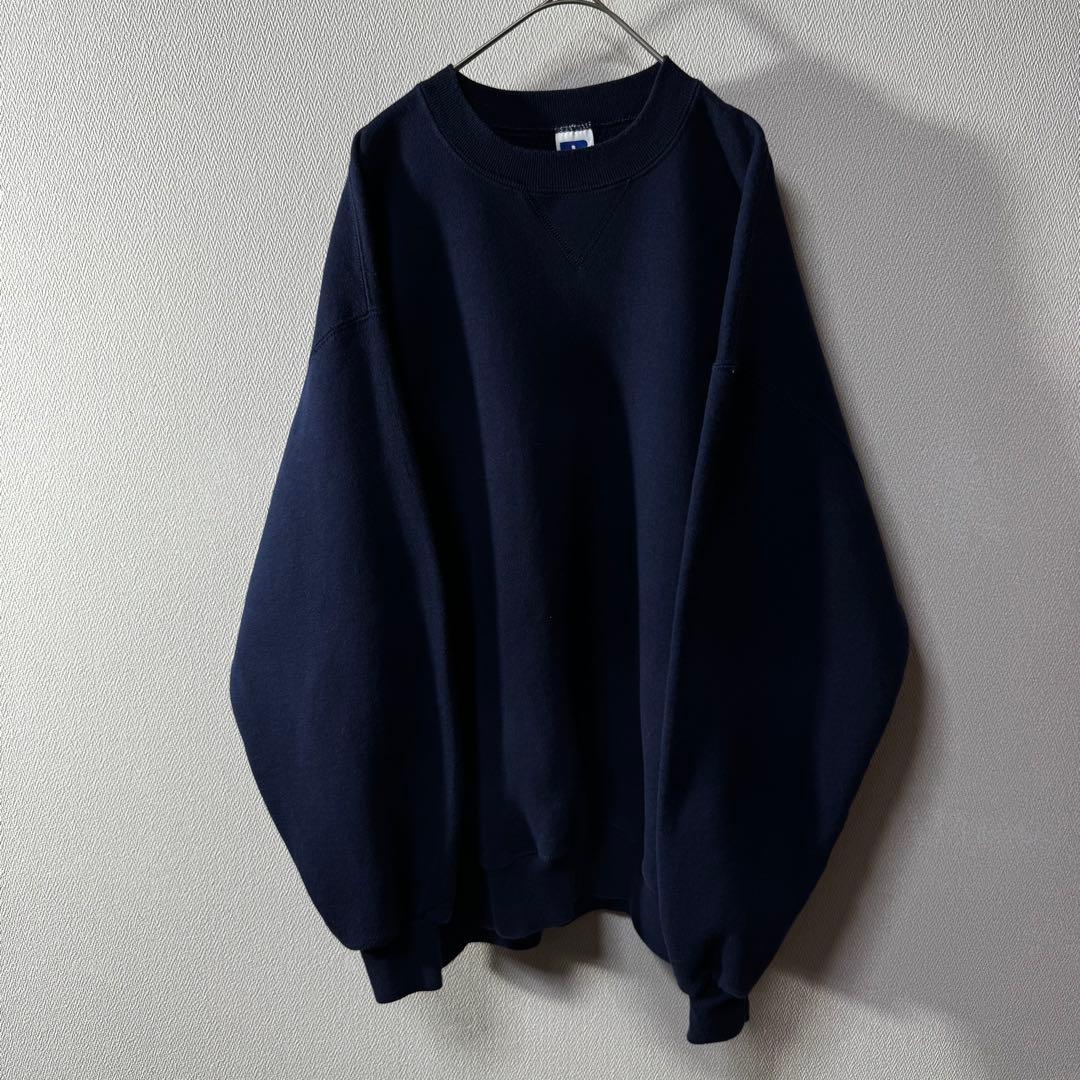 W*L様 希少 90s USA製 RUSSELL 無地 plain 前V ネイビ