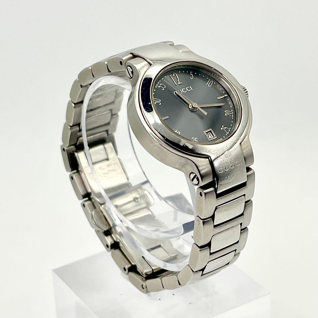 【新品電池/稼動品】GUCCI グッチ 8900L デイト シルバー 黒文字盤