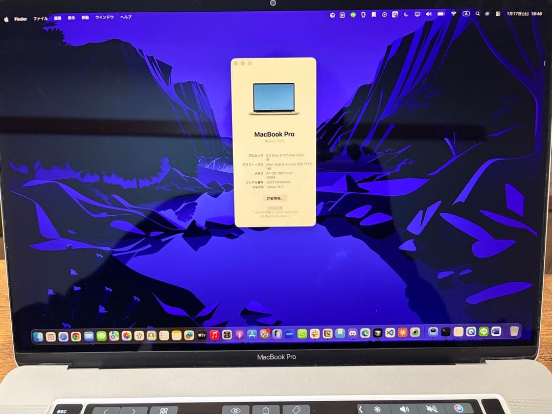 MacBook Pro 2019 16インチ 64GB 1TB