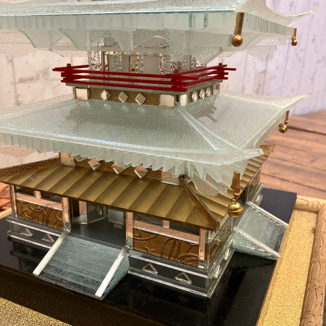 昭和レトロ 五重塔 ガラス製 プラスチック製 模型 装飾品 置物 飾り