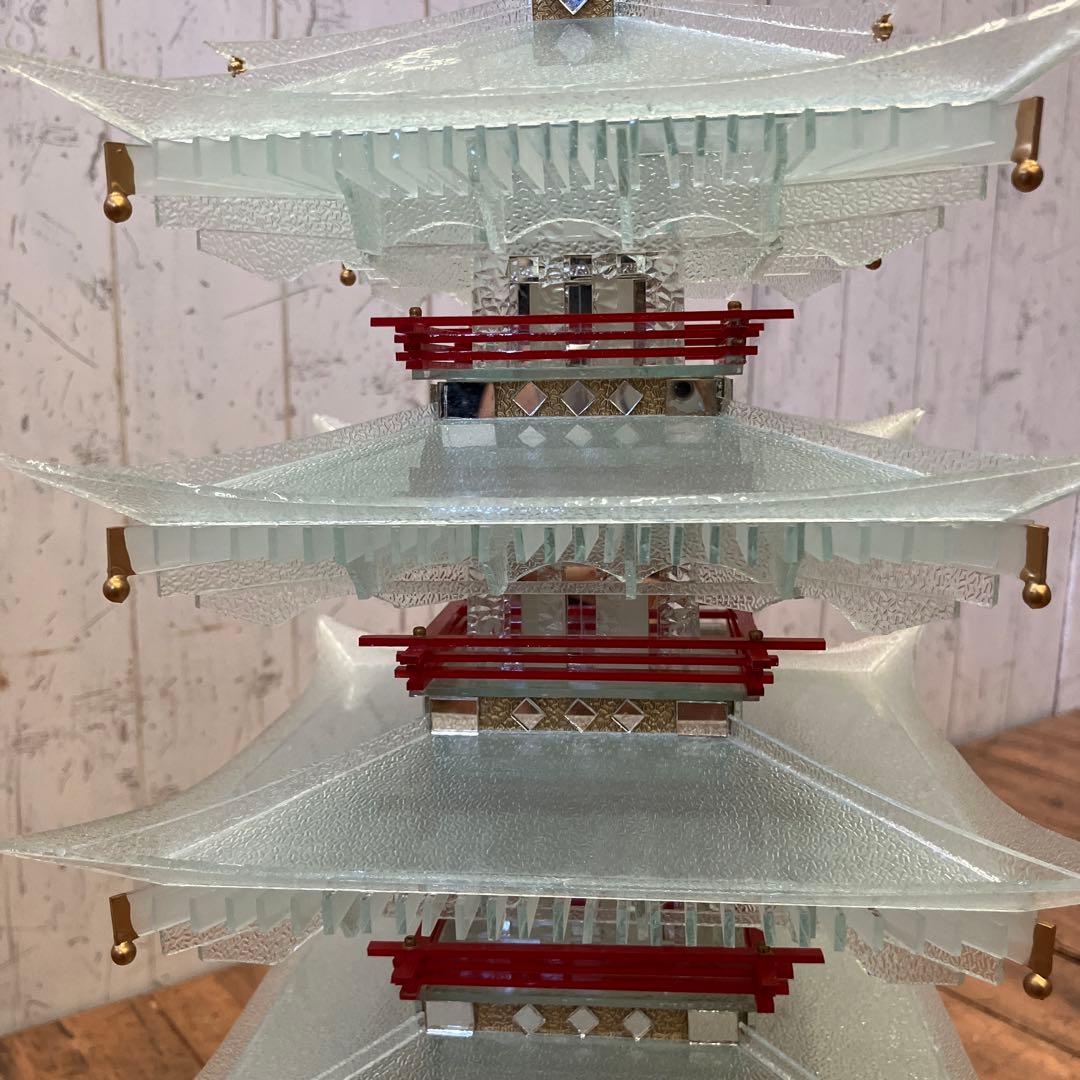 昭和レトロ 五重塔 ガラス製 プラスチック製 模型 装飾品 置物 飾り