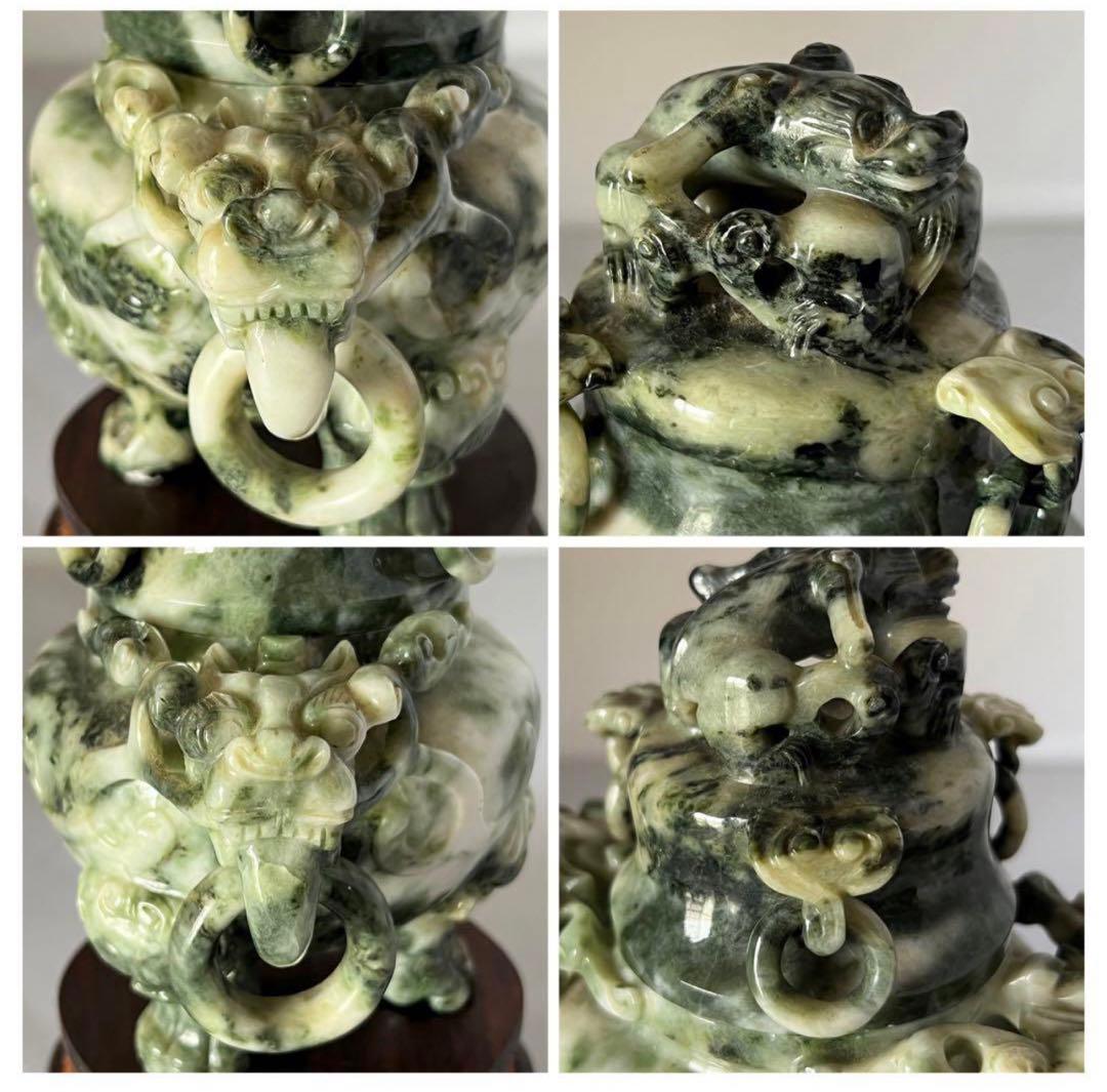 清时代 古美術　香炉　天然翡翠 置物　彫刻y209