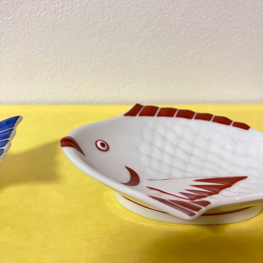 九谷焼　上出長右衛門窯　魚皿　染付　銘々皿