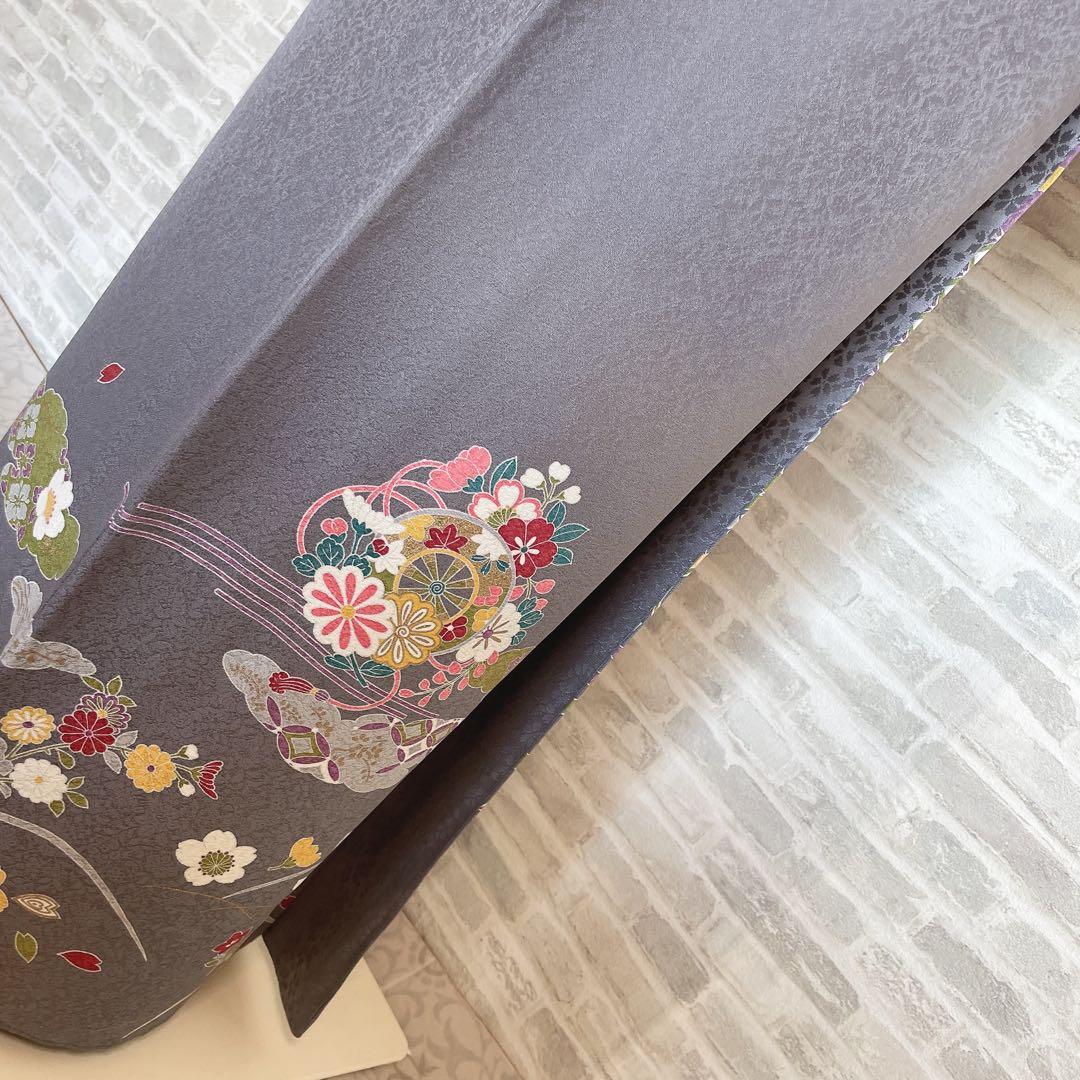 訪問着　フルセット　花ぐるま　流水　鮮やか花々　金彩加工　入学式　Q3