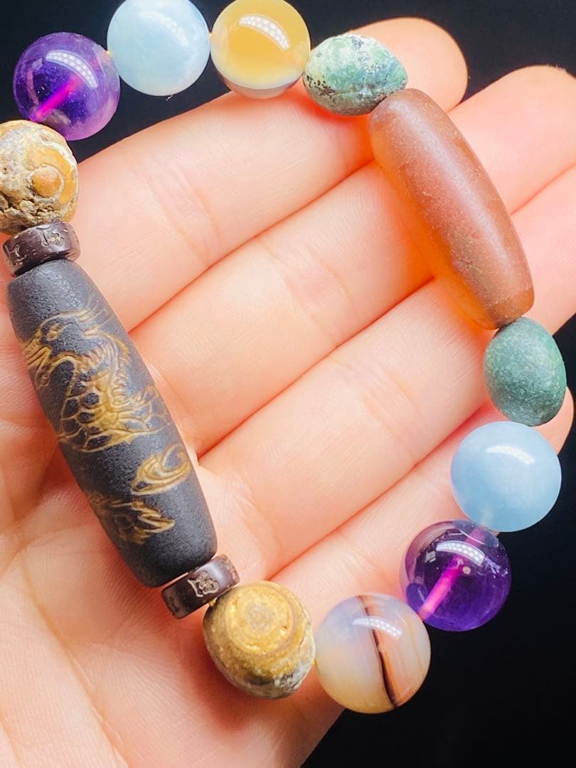 老鉱瑪瑙天珠　老天珠　龍王神天珠　玉化老天珠　天珠　老天珠