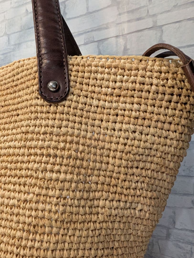 ✨美品✨　かごバッグ　ヘレンカミンスキー　大容量　ラフィア　レザー