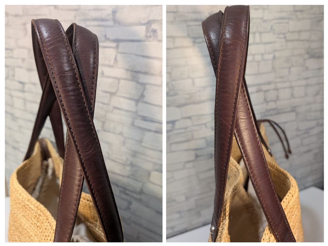 ✨美品✨　かごバッグ　ヘレンカミンスキー　大容量　ラフィア　レザー