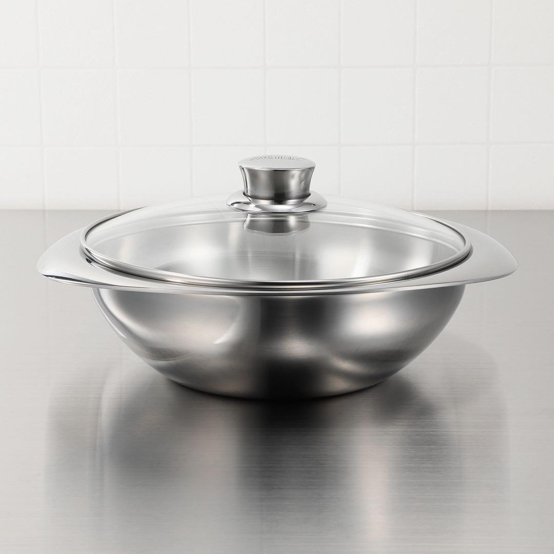 マイヤーMEYER ステンレススチール 両手鍋 ガラス蓋付きNEWパン　22cm