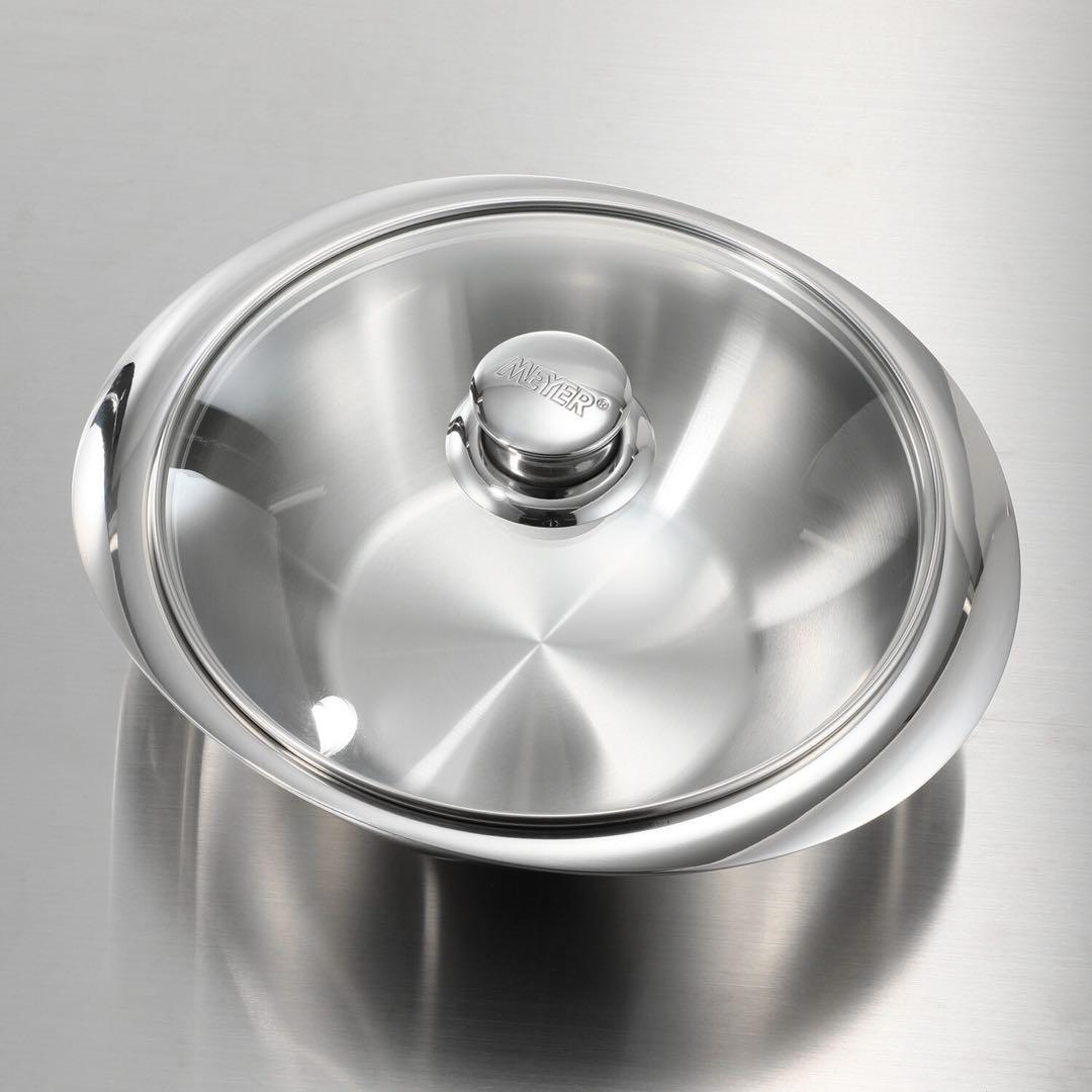 マイヤーMEYER ステンレススチール 両手鍋 ガラス蓋付きNEWパン　22cm