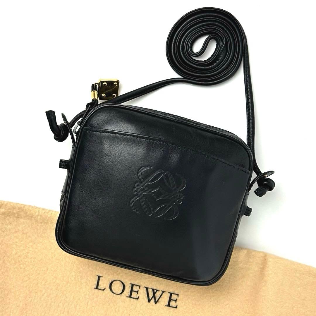 極美品■ロエベ アナグラム ショルダーバッグ クロスボディ ポシェット ブラック