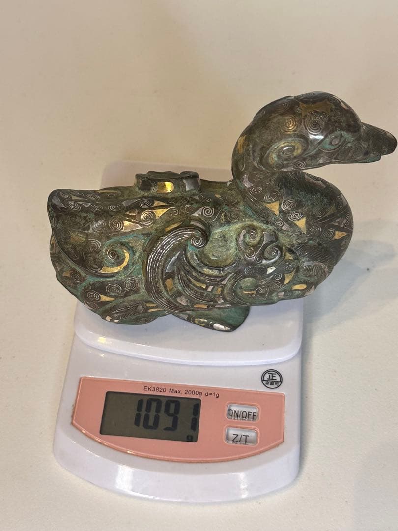 最終価格！【稀少品】中国古董 戦国時代 青銅製 鎏金錯金銀 ガチョウ置物