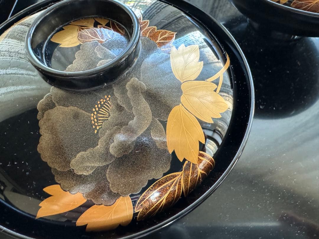 A*I様 輪島塗（重要無形文化財）高級汁椀　蒔絵牡丹　塩安作　五客セット