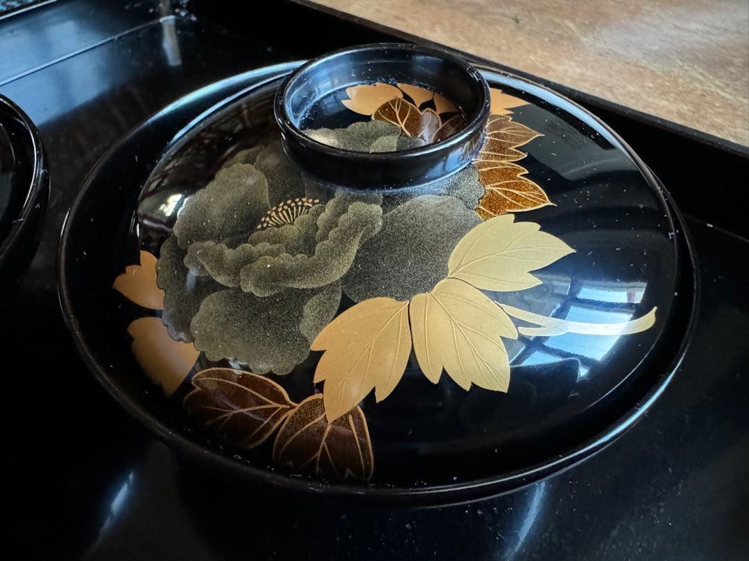 A*I様 輪島塗（重要無形文化財）高級汁椀　蒔絵牡丹　塩安作　五客セット