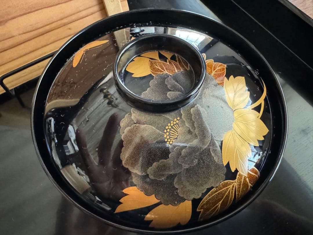 A*I様 輪島塗（重要無形文化財）高級汁椀　蒔絵牡丹　塩安作　五客セット