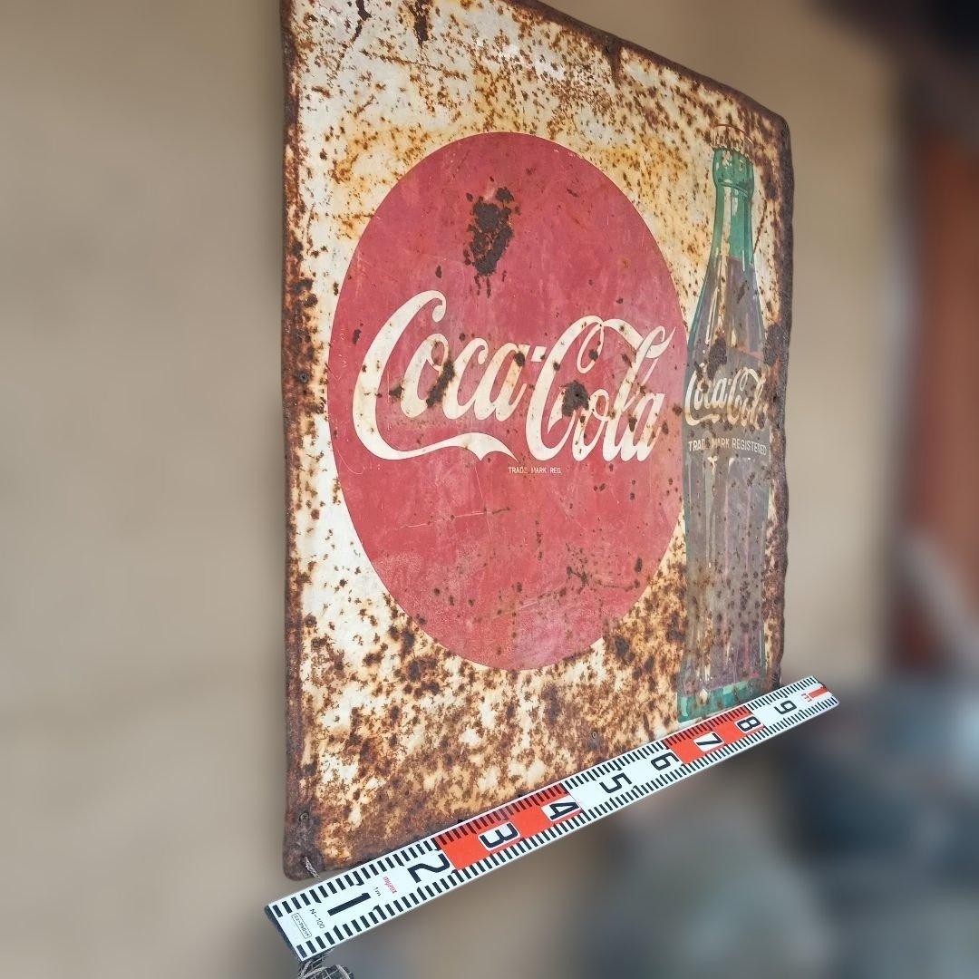 52.Coca-Cola ヴィンテージ広告看板 約 縦90センチ、横90センチ