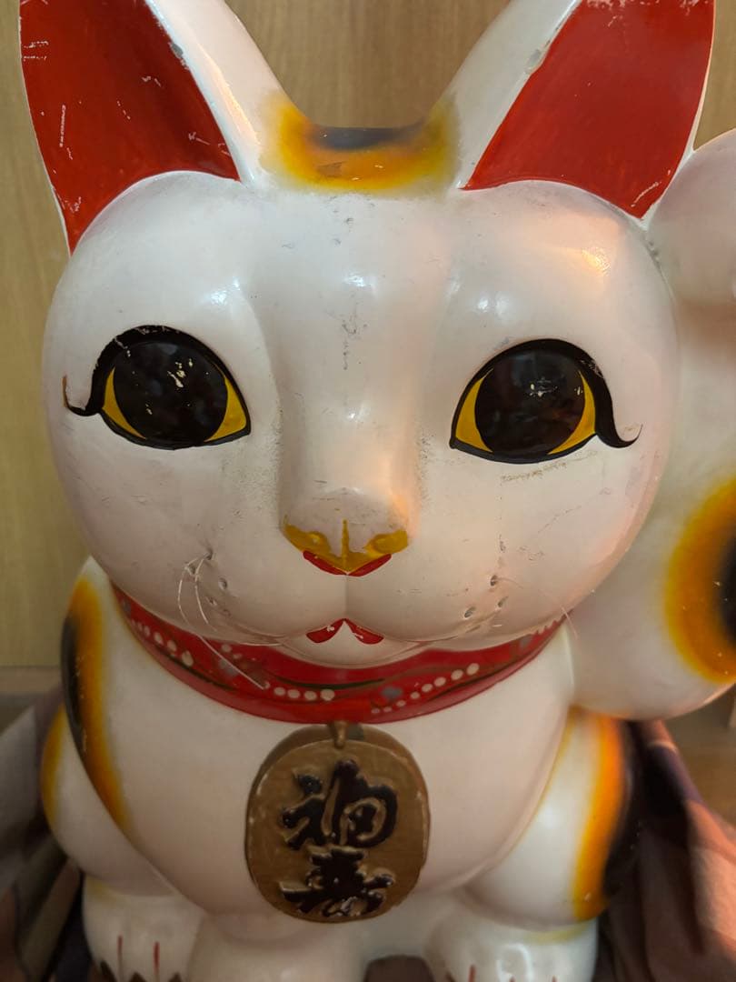 招き猫(左手) 特大 開運 アンティーク　送料込み