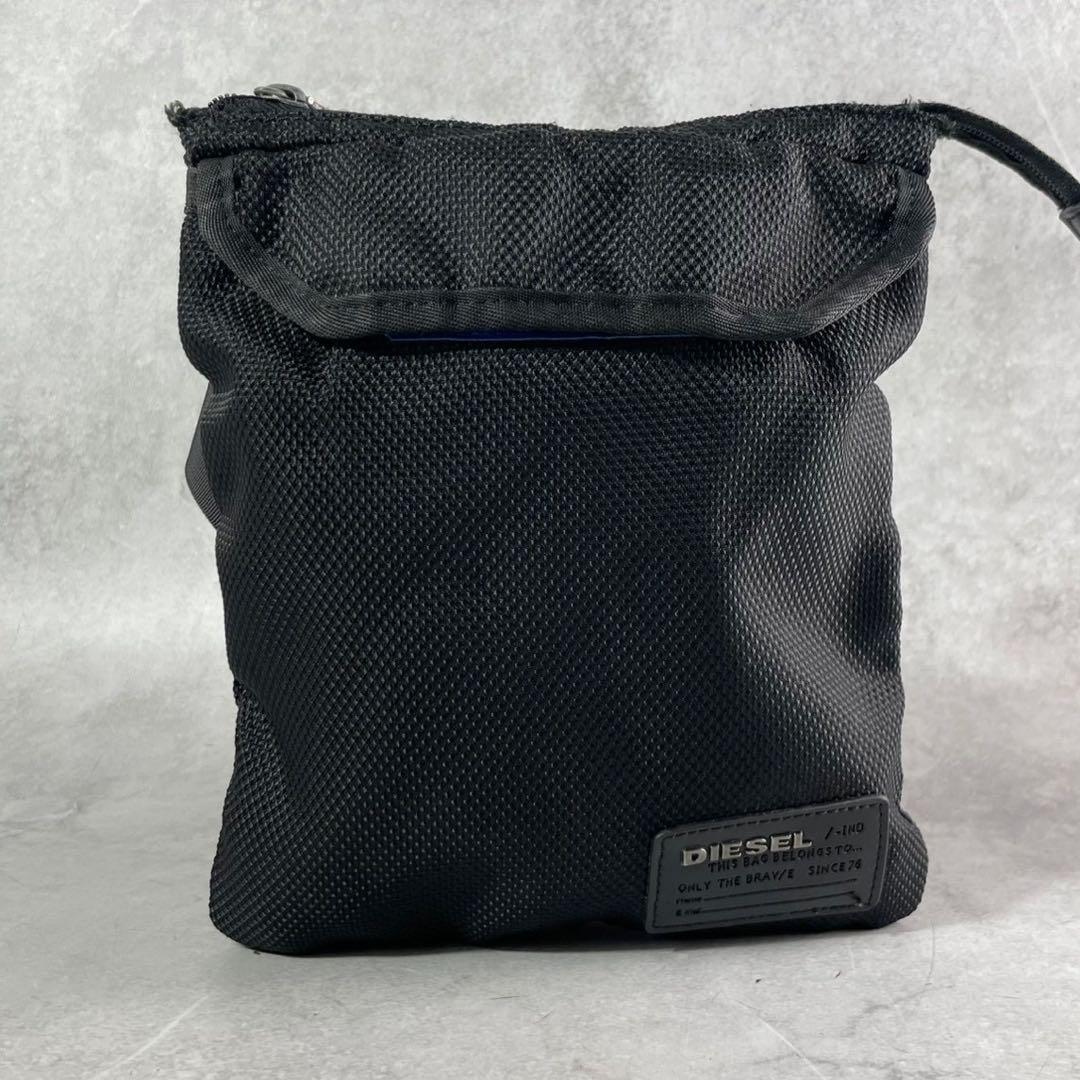 DIESEL ブラック ショルダーバッグ　メッシュデザイン　調整可能ストラップ