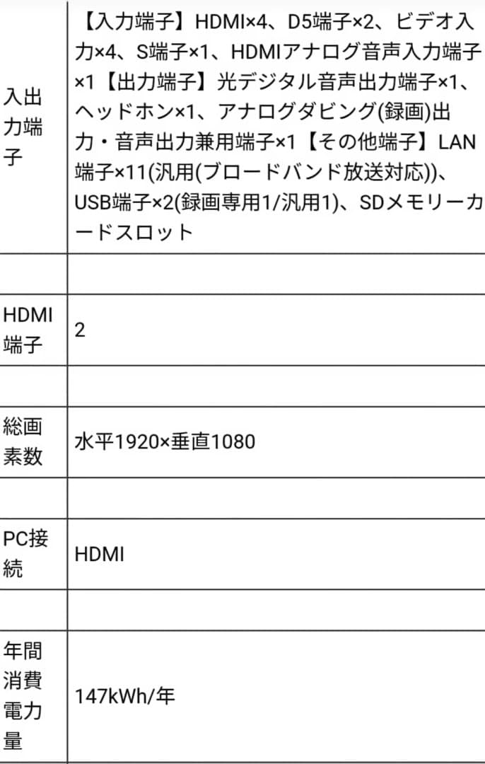 TOSHIBA　REGZA　40インチ　TV